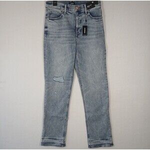 NEW Express Modern Straight Super High Rise Jeans Womens Distressed 8R #443